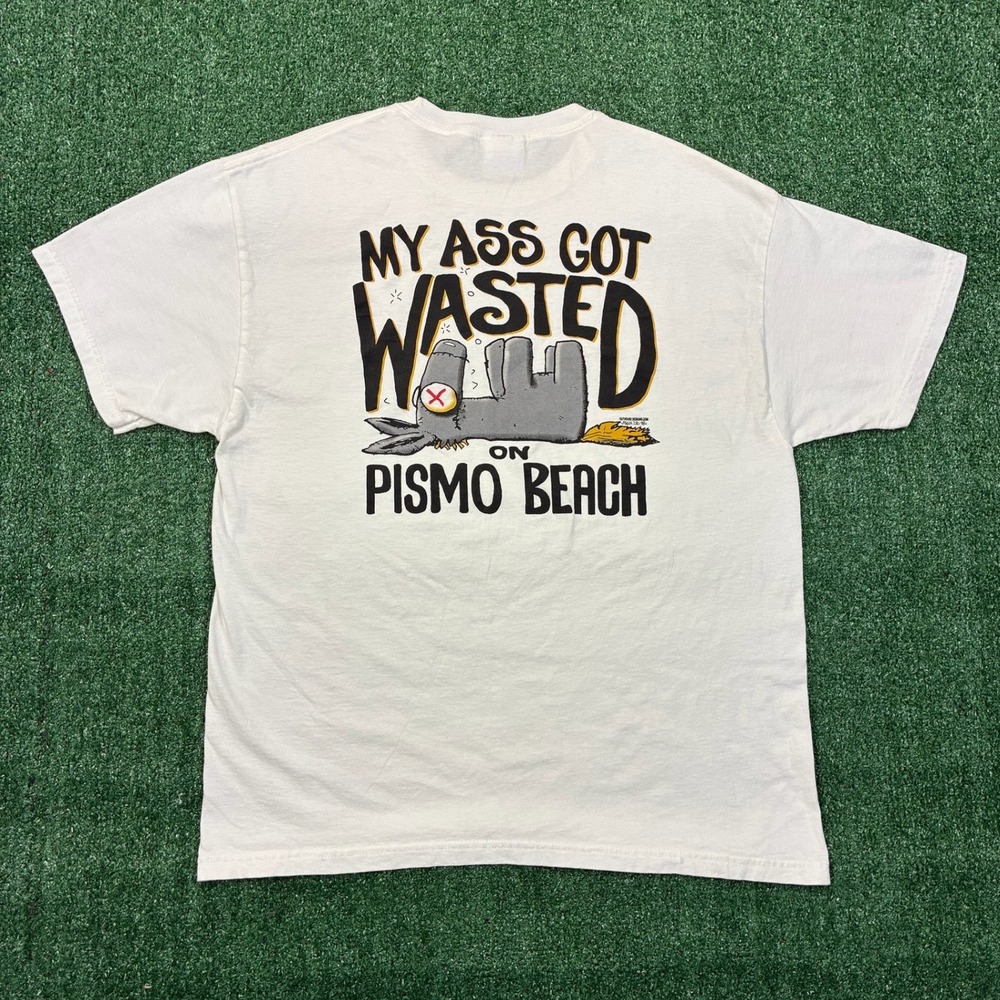 Vintage Wasted Ass Pismo Beach Drinking Graphic T-shirt